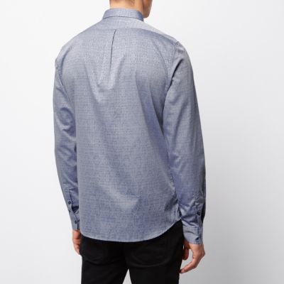 Blue textured print Vito shirt